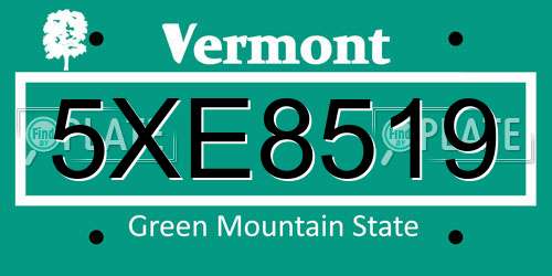 5XE8519 Vermont License Plate
