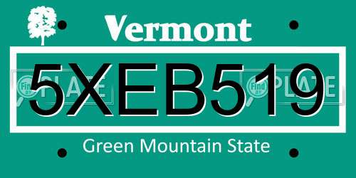 5XEB519 Vermont License Plate