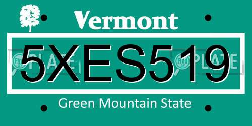 5XES519 Vermont License Plate