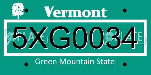 5XG0034 Vermont License Plate