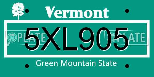 5XL905 Vermont License Plate