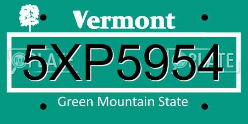 5XP5954 Vermont License Plate