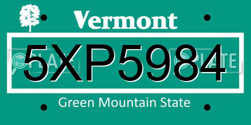 5XP5984 Vermont License Plate