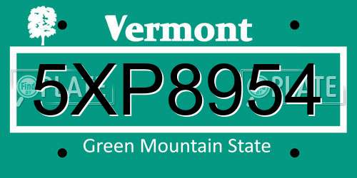 5XP8954 Vermont License Plate