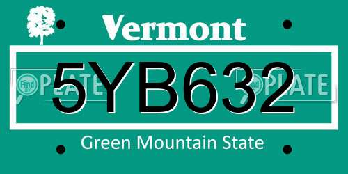 5YB632 Vermont License Plate