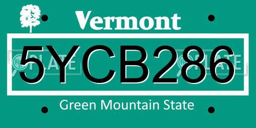 5YCB286 Vermont License Plate
