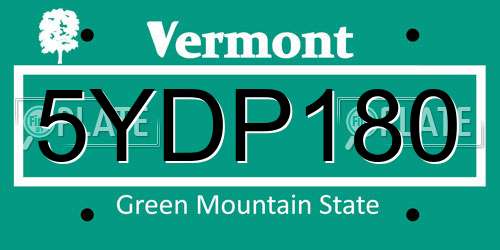 5YDP180 Vermont License Plate