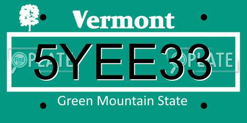 5YEE33 Vermont License Plate