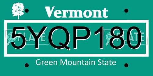5YQP180 Vermont License Plate