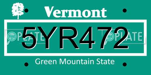 5YR472 Vermont License Plate