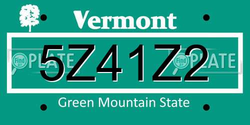 5Z41Z2 Vermont License Plate