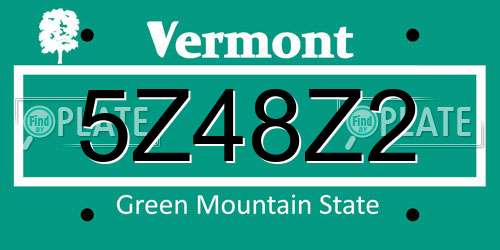 5Z48Z2 Vermont License Plate