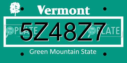 5Z48Z7 Vermont License Plate