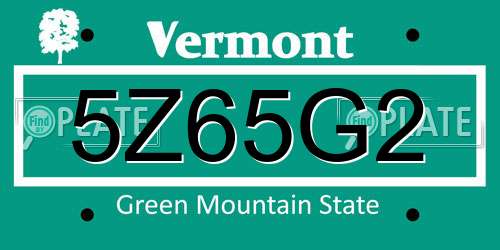 5Z65G2 Vermont License Plate