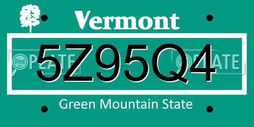 5Z95Q4 Vermont License Plate