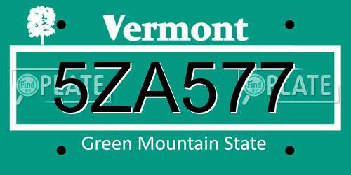 5ZA577 Vermont License Plate