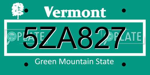 5ZA827 Vermont License Plate