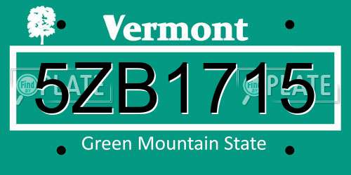 5ZB1715 Vermont License Plate