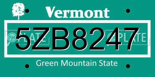 5ZB8247 Vermont License Plate