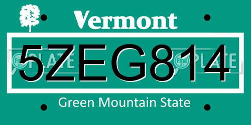 5ZEG814 Vermont License Plate
