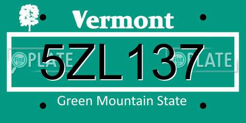 5ZL137 Vermont License Plate