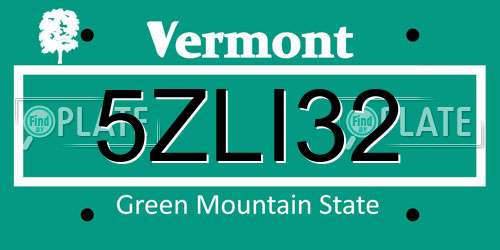 5ZLI32 Vermont License Plate