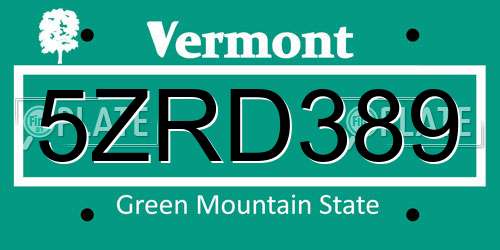 5ZRD389 Vermont License Plate