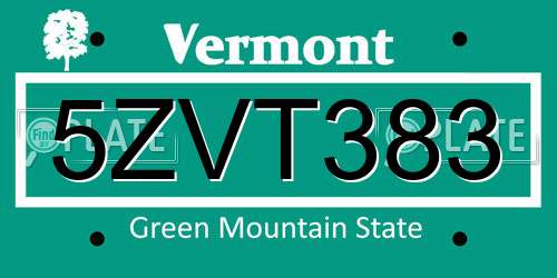 5ZVT383 Vermont License Plate