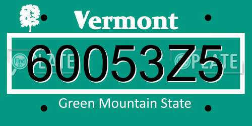 60053Z5 Vermont License Plate
