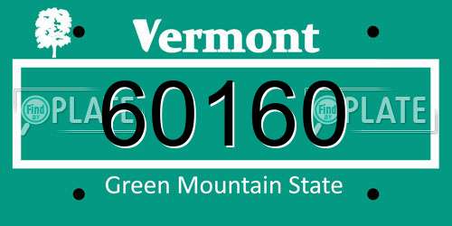 60160 Vermont License Plate