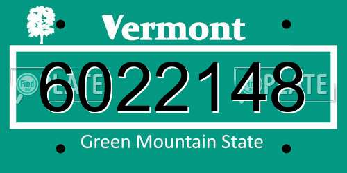 6022148 Vermont License Plate