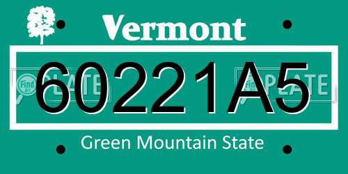 60221A5 Vermont License Plate