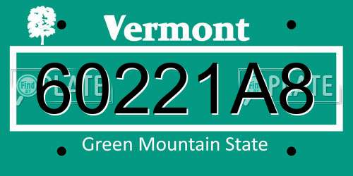 60221A8 Vermont License Plate