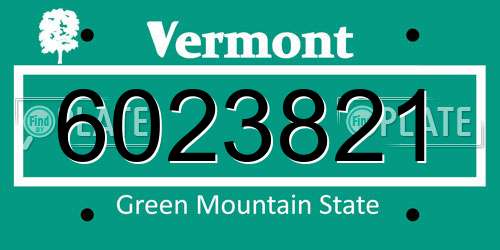 6023821 Vermont License Plate