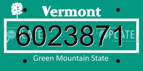 6023871 Vermont License Plate