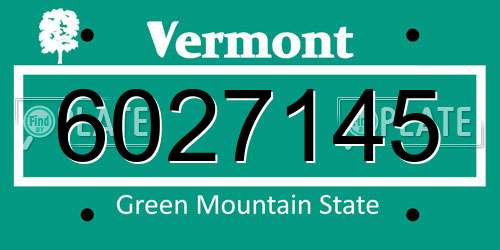 6027145 Vermont License Plate