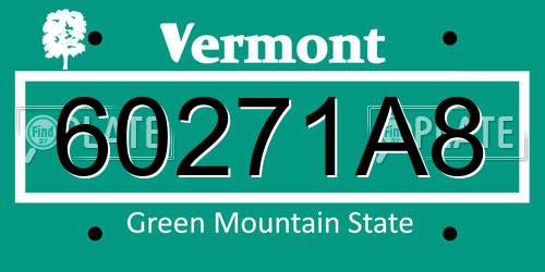 60271A8 Vermont License Plate