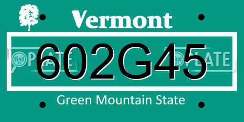 602G45 Vermont License Plate