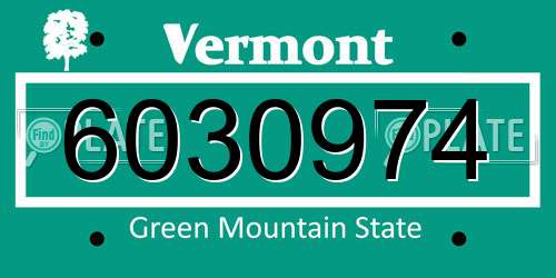 6030974 Vermont License Plate