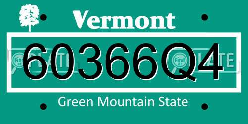 60366Q4 Vermont License Plate