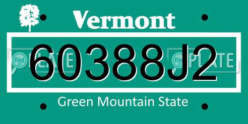 60388J2 Vermont License Plate