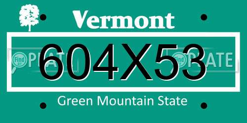 604X53 Vermont License Plate