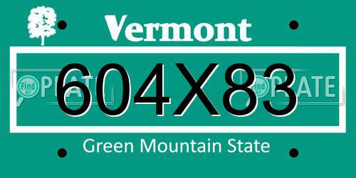 604X83 Vermont License Plate