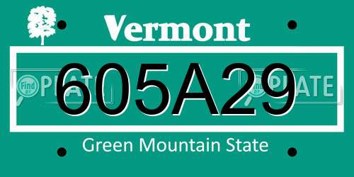 605A29 Vermont License Plate