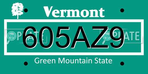 605AZ9 Vermont License Plate