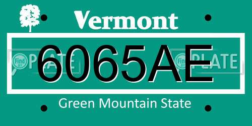 6065AE Vermont License Plate