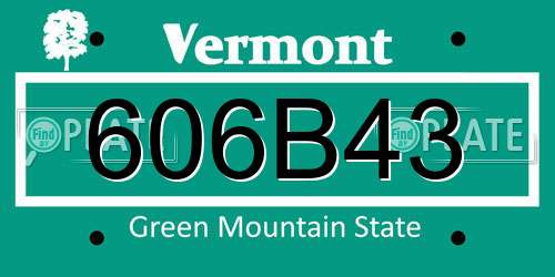 606B43 Vermont License Plate