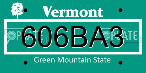 606BA3 Vermont License Plate