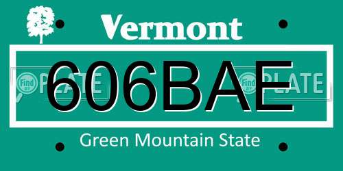 606BAE Vermont License Plate
