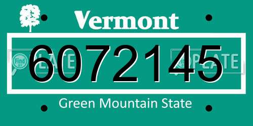 6072145 Vermont License Plate